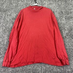 Vintage Gap Shirt Mens XL Red Mock Neck Long Sleeve Jersey Cotton Made USA